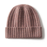 Kids Ribbed Cashmere Beanie Hat Fold Over Pure Cashmere Beanie Multi Colors Pink S