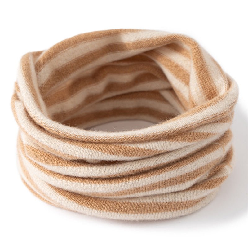 Kids Striped Cashmere Scarf Cashmere Neck Gaiter Pure Cashmere Neck Warmer Yellow + Ivory S