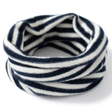 Kids Striped Cashmere Scarf Cashmere Neck Gaiter Pure Cashmere Neck Warmer Navy + Ivory S