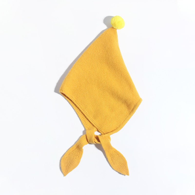 Kids Tie Cashmere Beanie Knit Elf Cashmere Hats with Pom Pom Gold S