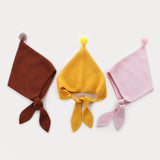 Kids Tie Cashmere Beanie Knit Elf Cashmere Hats with Pom Pom Red S