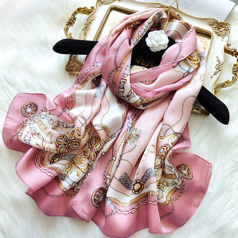 Ladies Floral Silk Scarf 100% Mulberry Long Printed Silk Scarf Style - 10 M