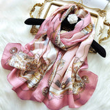 Ladies Floral Silk Scarf 100% Mulberry Long Printed Silk Scarf Style - 10 M