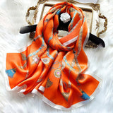 Ladies Floral Silk Scarf 100% Mulberry Long Printed Silk Scarf Style - 8 M