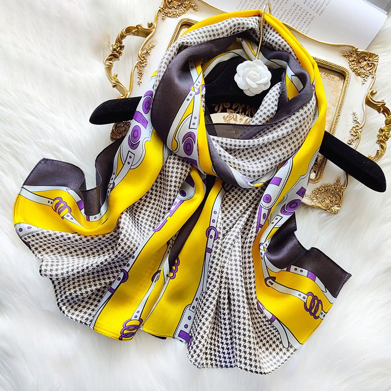 Ladies Floral Silk Scarf 100% Mulberry Long Printed Silk Scarf Style - 7 M