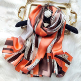 Ladies Floral Silk Scarf 100% Mulberry Long Printed Silk Scarf Style - 18 M