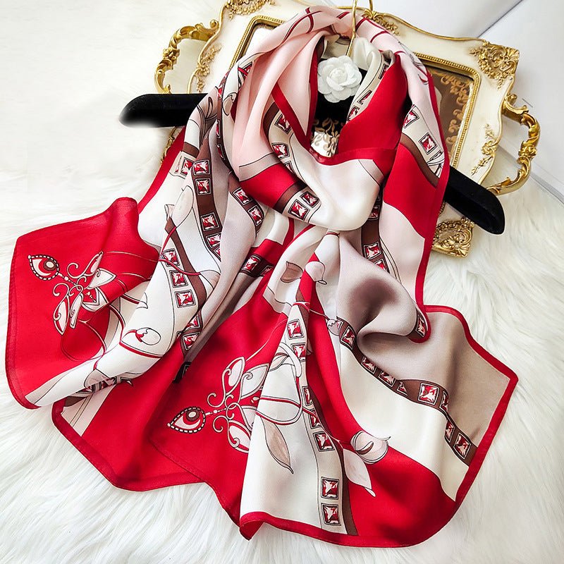 Ladies Floral Silk Scarf 100% Mulberry Long Printed Silk Scarf Style - 4 M
