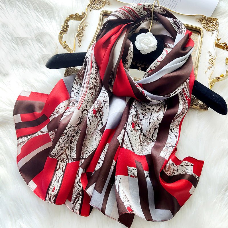 Ladies Floral Silk Scarf 100% Mulberry Long Printed Silk Scarf Style - 18 M