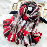 Ladies Floral Silk Scarf 100% Mulberry Long Printed Silk Scarf Style - 18 M