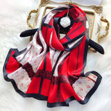 Ladies Floral Silk Scarf 100% Mulberry Long Printed Silk Scarf Style - 12 M