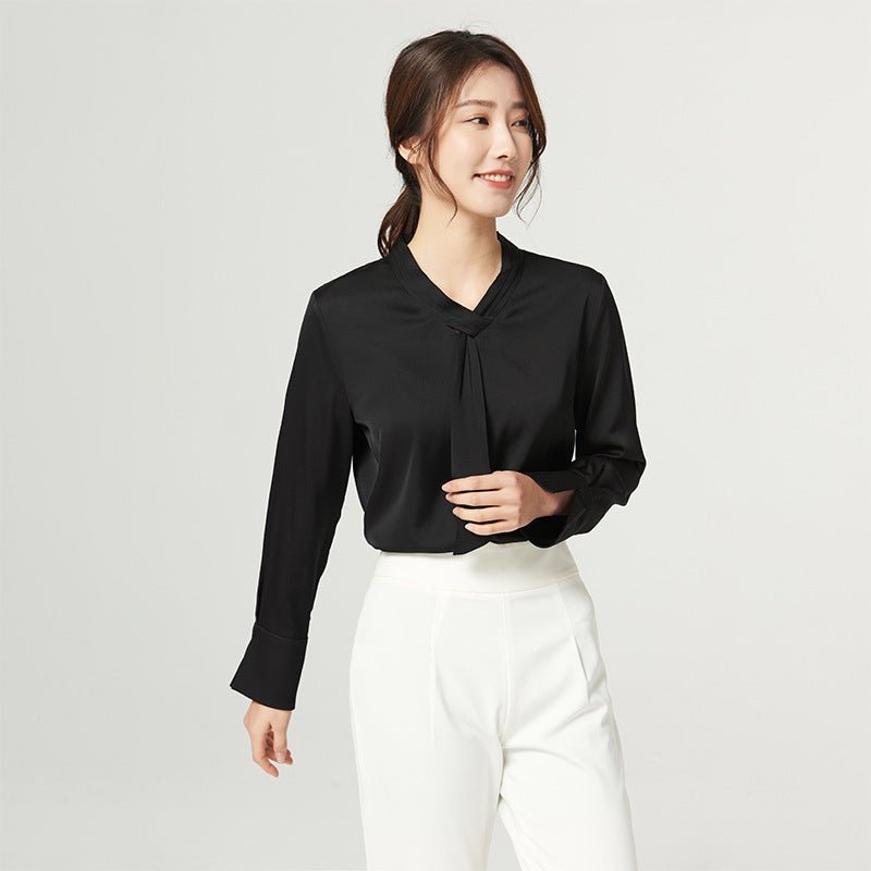 Ladies Pure Silk Shirt Mulberry Ribbon Work Silk Blouse Tops White XS