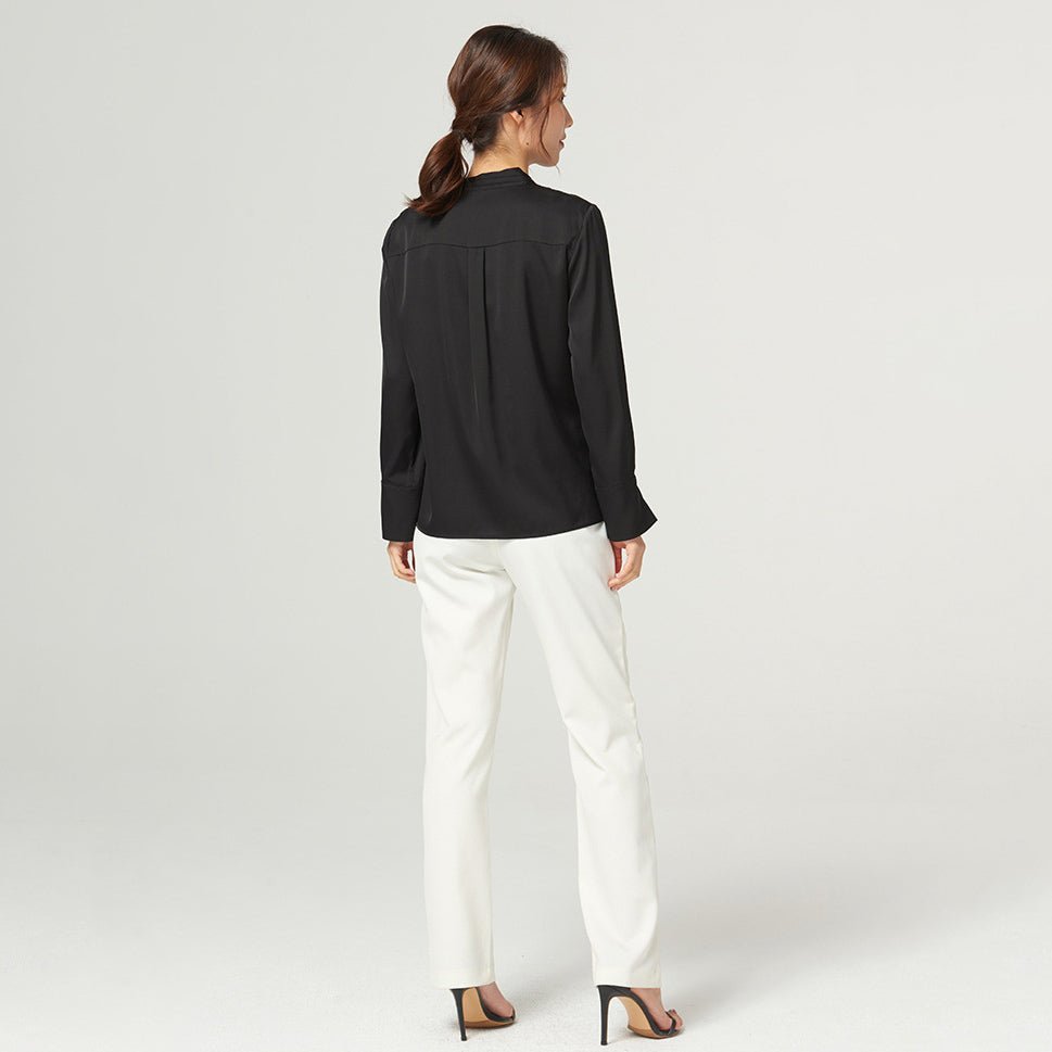 Ladies Pure Silk Shirt Mulberry Ribbon Work Silk Blouse Tops White XS