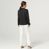 Ladies Pure Silk Shirt Mulberry Ribbon Work Silk Blouse Tops White XS