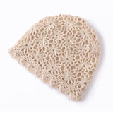 Lightweight Cashmere Floral Knit Cap Handmade Cashmere Beanie for Women Beige M