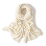 Long Cashmere Scarf Luxury Pure Cashmere Winter Scarves Ivory L