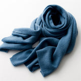 Premium Cashmere Scarf Long Pure Cashmere Winter Scarf Haze Blue L