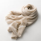 Long Cashmere Scarf Luxury Pure Cashmere Winter Scarves Beige L