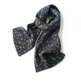 Pure Cashmere Scarf With Reversible Geometric Pattern Double Layer Gray M