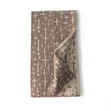 Pure Cashmere Scarf With Reversible Geometric Pattern Double Layer Taupe M