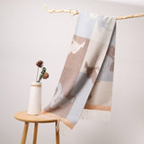 Long Pure Cashmere Fringed Scarf With Intricate Pattern Cashmere Warps Blue L