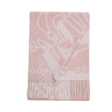 Long Pure Cashmere Fringed Scarf With Intricate Pattern Cashmere Warps Pink L