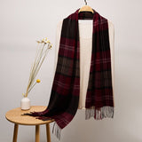 Long Plaid Cashmere Scarf With Tassel Winter Warps With Fringe Style 27 L