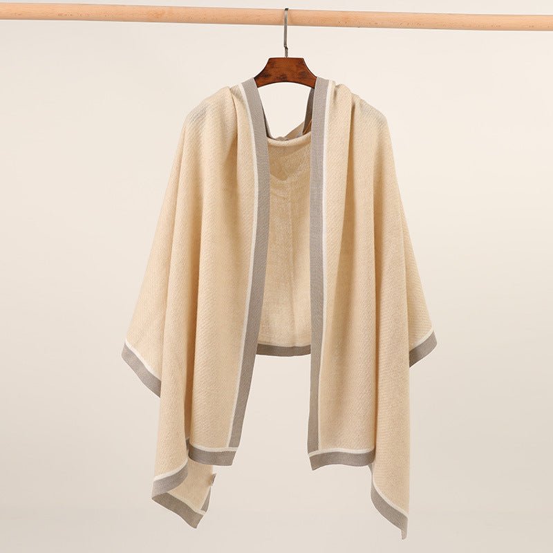 Ribbed Cashmere Scarf Long Cashmere Shawl And Wraps Border Detail Beige XL
