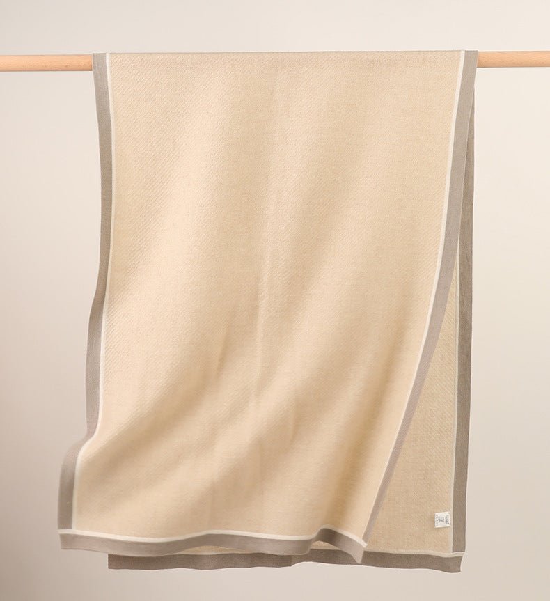 Ribbed Cashmere Scarf Long Cashmere Shawl And Wraps Border Detail Beige XL
