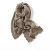 Soft Cashmere Scarf With Textured Chevron Design Long Cut - out Taupe L