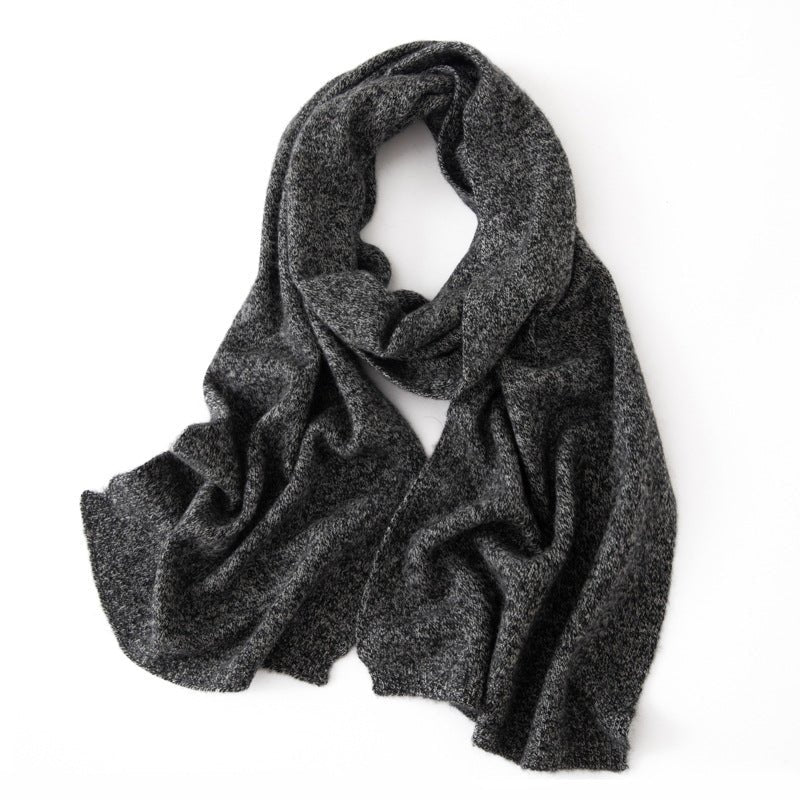 Long Heather Cashmere Scarf Multi Colors Cashmere Shawl and Wrap Heather Black M