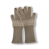 Cashmere Fair Isle Knit Gloves With Touchscreen Tips Magic Gloves Taupe M