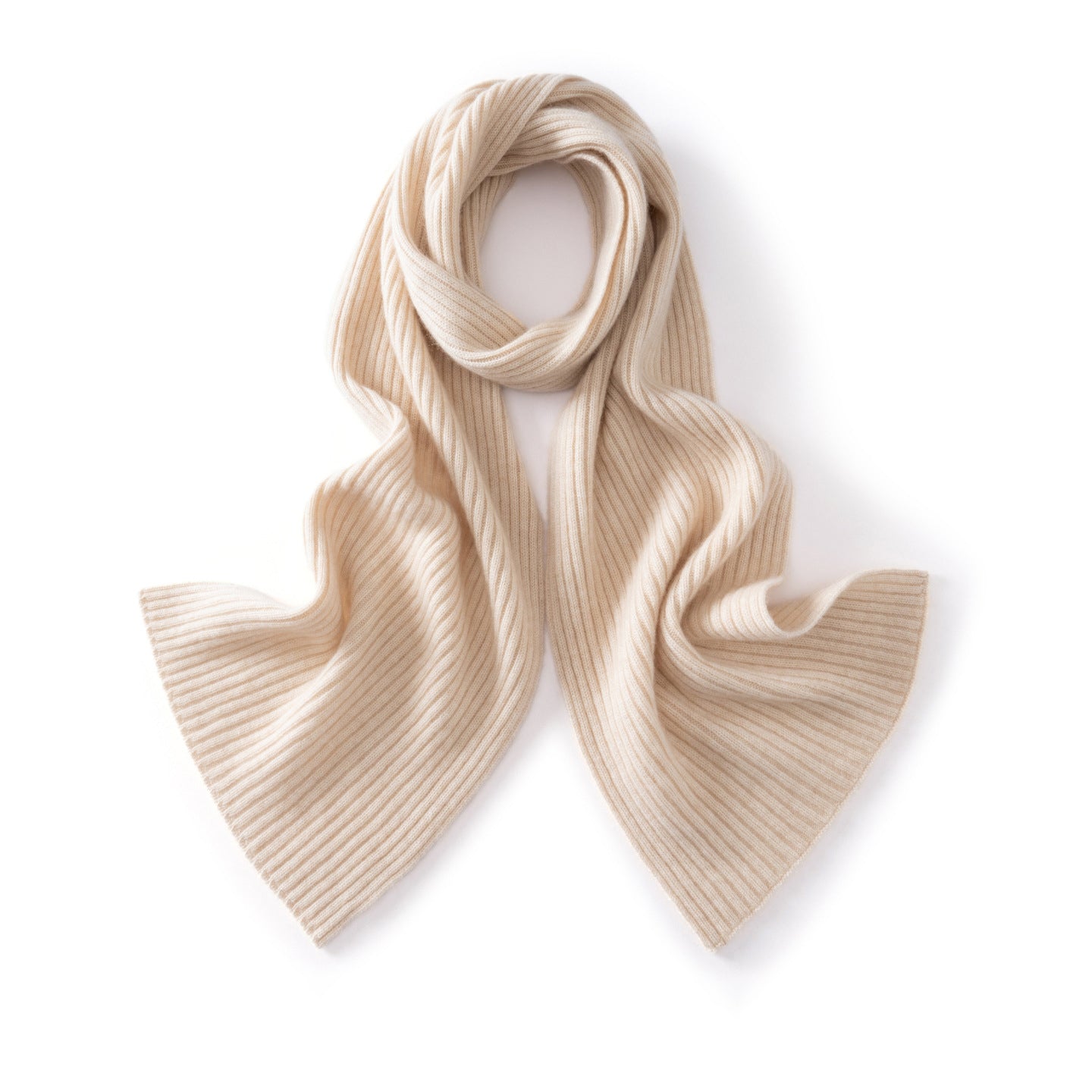 Long Ribbed Cashmere Scarf Unisex Cashmere Shawl Cashmere Wrap Beige M