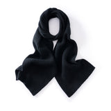 Long Ribbed Cashmere Scarf Unisex Cashmere Shawl Cashmere Wrap Black M