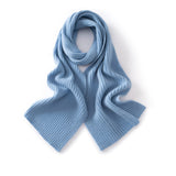 Long Ribbed Cashmere Scarf Unisex Cashmere Shawl Cashmere Wrap Blue M