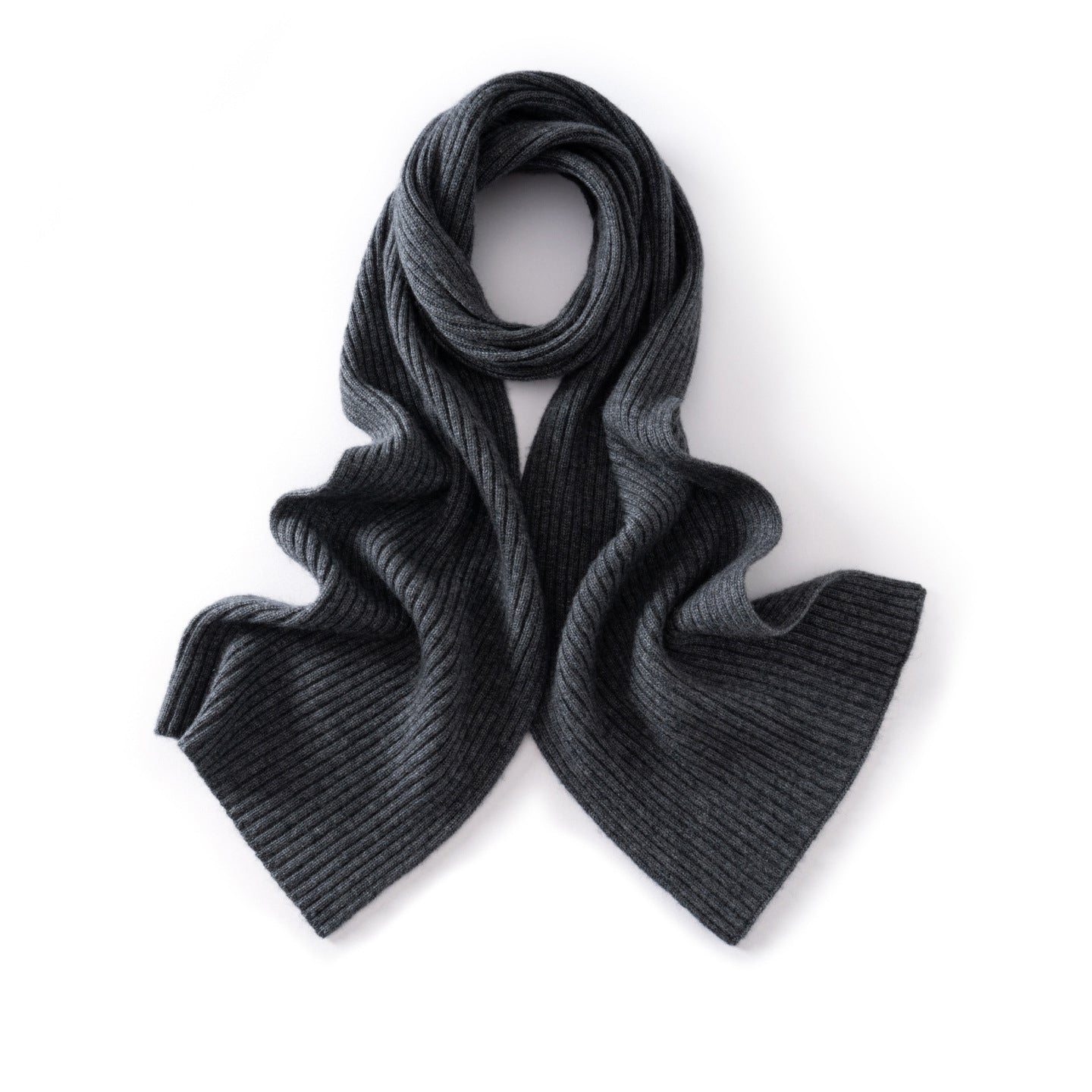 Long Ribbed Cashmere Scarf Unisex Cashmere Shawl Cashmere Wrap Grey M