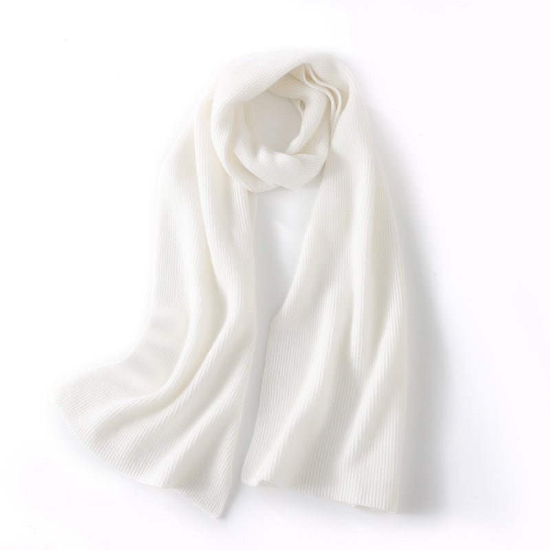 Long Ribbed Cashmere Scarf Unisex Cashmere Shawl Cashmere Wrap Ivory M