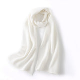 Long Ribbed Cashmere Scarf Unisex Cashmere Shawl Cashmere Wrap Ivory M