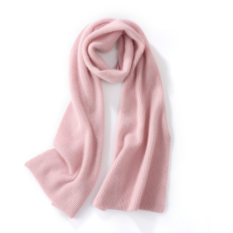 Long Ribbed Cashmere Scarf Unisex Cashmere Shawl Cashmere Wrap Pink M