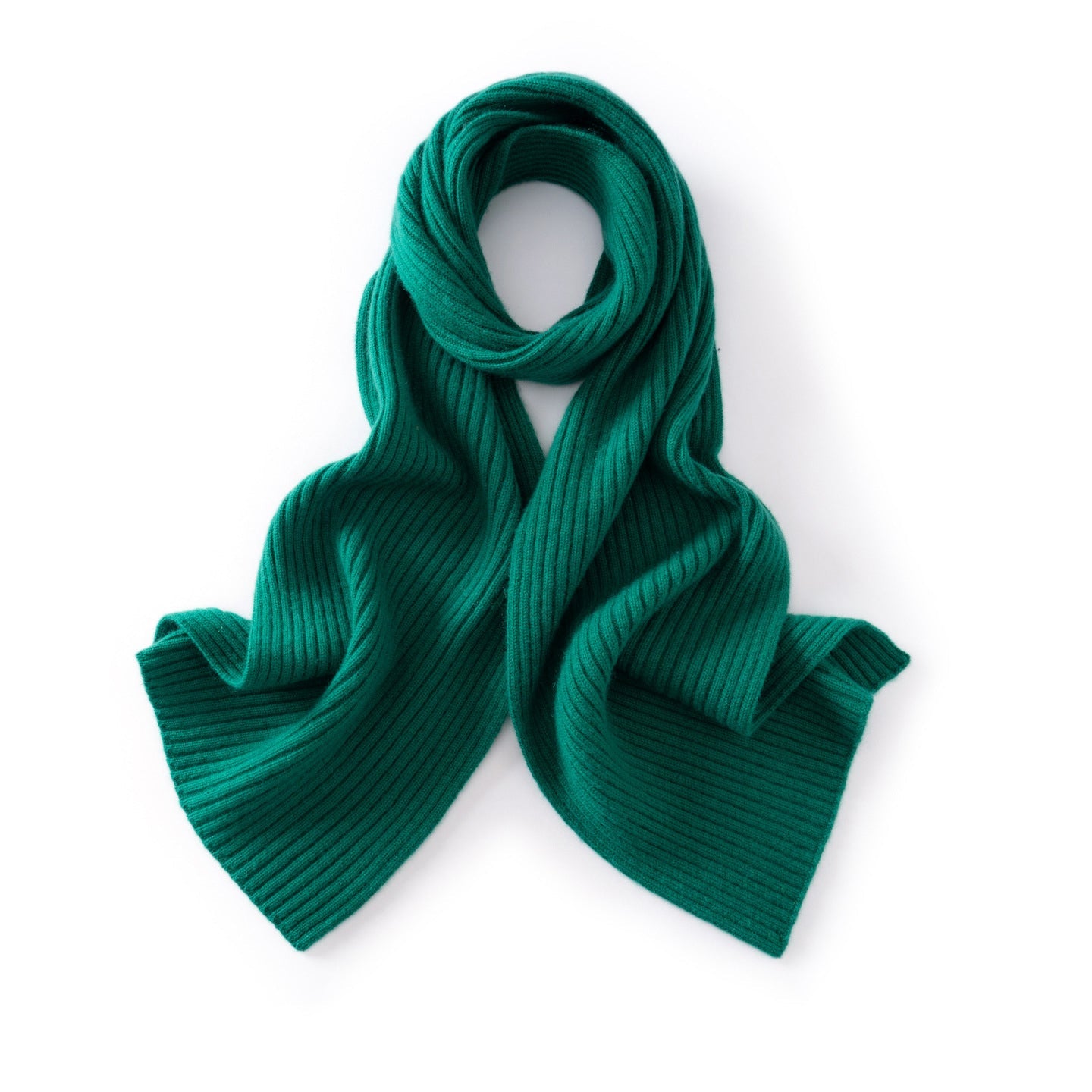 Long Ribbed Cashmere Scarf Unisex Cashmere Shawl Cashmere Wrap Green M