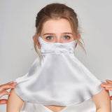 Long Silk Face Masks Silk Face Cover Breathable Anti - uv Mask Silver Gray M