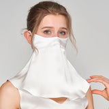 Long Silk Face Masks Silk Face Cover Breathable Anti - uv Mask Ivory M