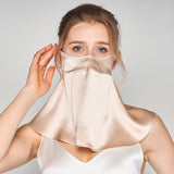 Long Silk Face Masks Silk Face Cover Breathable Anti - uv Mask Champagne M