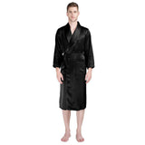 Long Silk Robe For Men Big And Tall Silk Dressing Gown Black XS