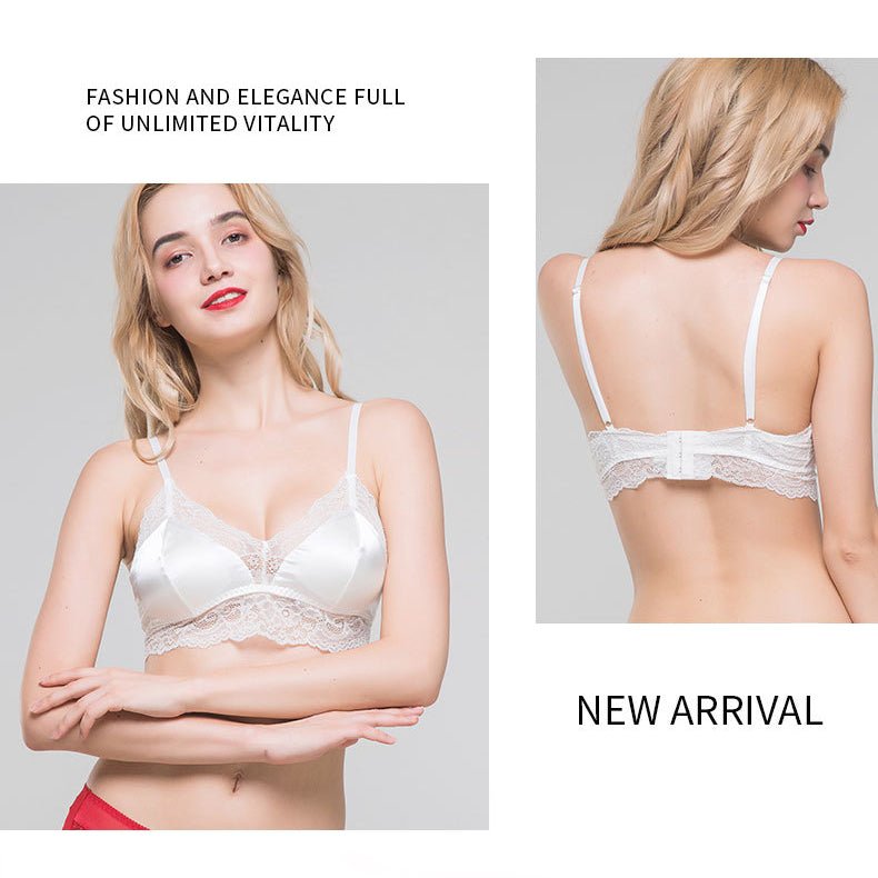 Luxurious Lace Wireless Silk Bralette White S
