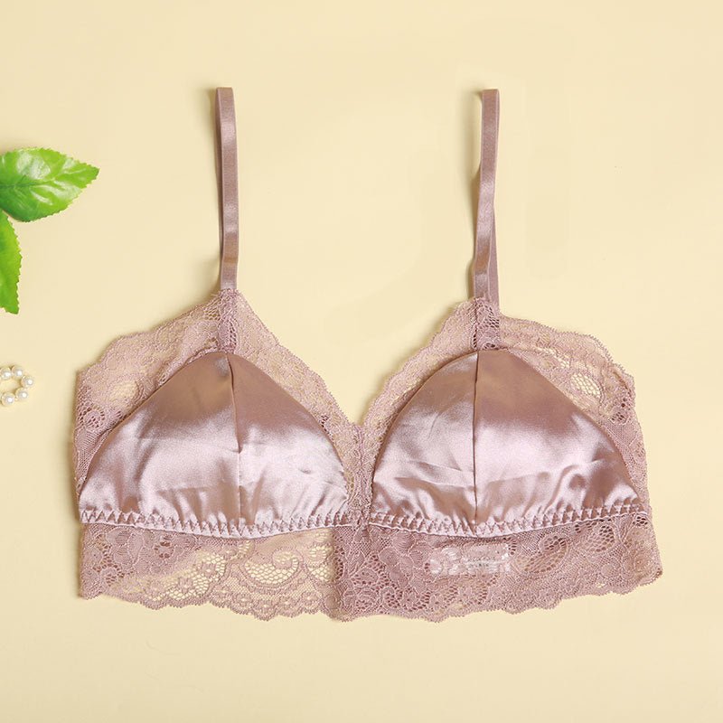 Luxurious Lace Wireless Silk Bralette Rosy Pink S