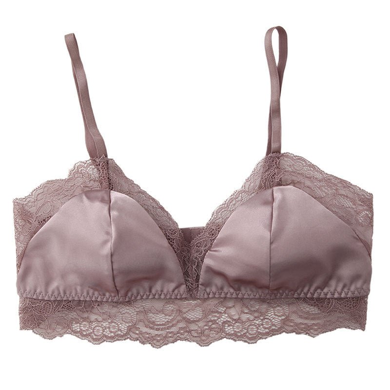 Luxurious Lace Wireless Silk Bralette Rosy Pink S