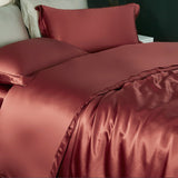 Luxury 100% 19 Momme 4PCS Silk Duvet Cover Set (fitted sheet) Navy Blue Twin
