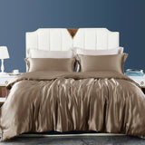 Luxury 100% 19 Momme 4PCS Silk Duvet Cover Set (fitted sheet) Claret Twin