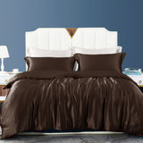 Luxury 100% 19 Momme 4PCS Silk Duvet Cover Set (fitted sheet) Black Twin