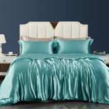 Luxury 100% 19 Momme 4PCS Silk Duvet Cover Set (fitted sheet) White Twin